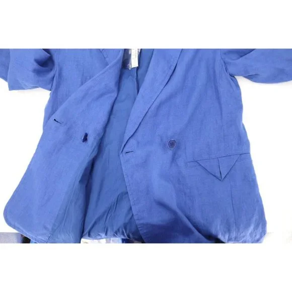 NWT madewell blazer women's Small Double breasted crossover linen blue notch